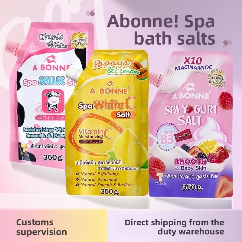 A BONNE SPA Salt Cleansing and Exfoliating Bath Salt 350g Exfoliating Bath Salt Milk Lemon Yogurt Thailand Shower Gel