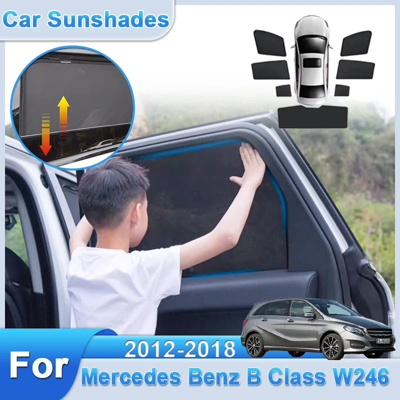 

For Mercedes Benz B Class W246 2012-2018 Full Coverage Car Mesh Sun Visors Sunscreen Windowed Anti UV Sunshade Auto Accessories