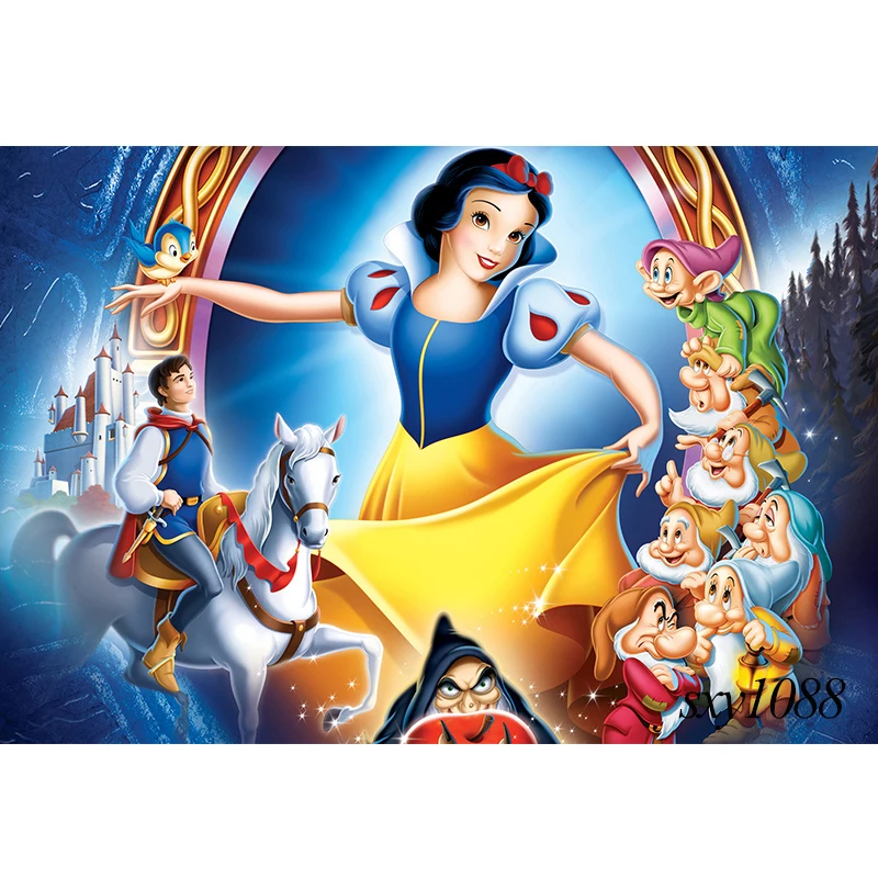 Fairy Tale Snow White And The Seven Dwarfs Princess Background Birthday Party Decor Banner Photography Backdrop Custom Supplier