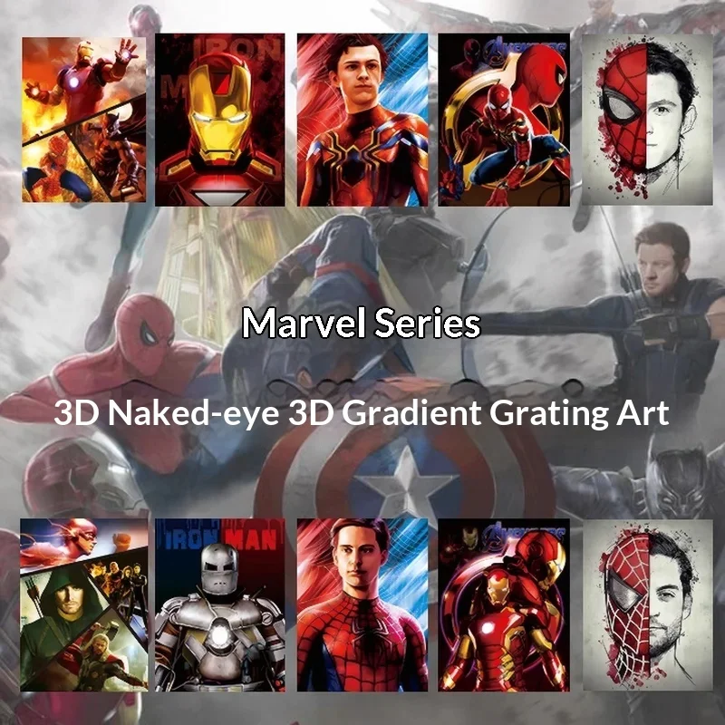 Marvel Superhero 3d Lenticular Poster Avengers Iron Man Spiderman Holographic Wall Art Decor For Living Room Bedroom Gift
