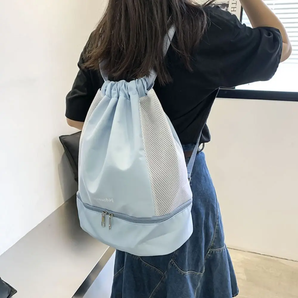 

Fashion Oxford Drawstring Backpack Cinch String Casual Fitness Bag Dry and Wet Separation Shoes Compartment Travel Bag Teenager