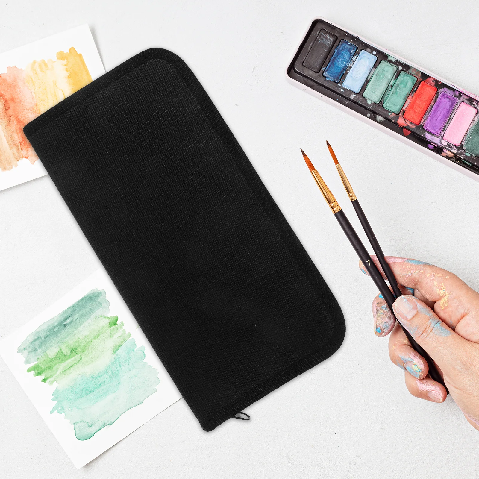 1 pz porta pennelli tela avvolgibile 15 slot organizer traspirante durevole portaoggetti per pennelli per artista acquerello olio