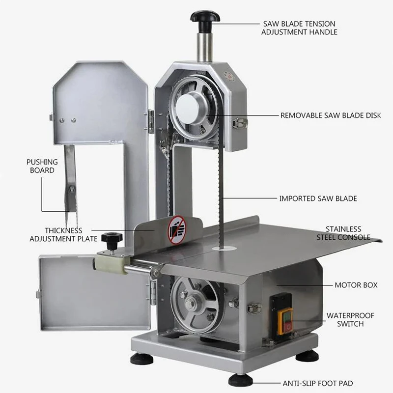 850W elektryczna piła do cięcia kości komercyjna maszyna do krojenia mięsa biurkowa 220V do mrożonego mięsa maszyna do maszyna do cięcia kości