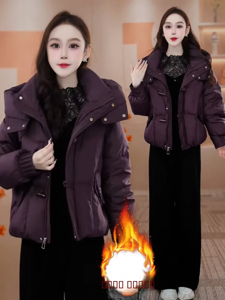 

Женская утепленная хлопковая куртка-пуховик, короткое стеганое пальто, новая зимняя модель в корейском стиле, свободный крой, наполнитель из полиэфирного волокна