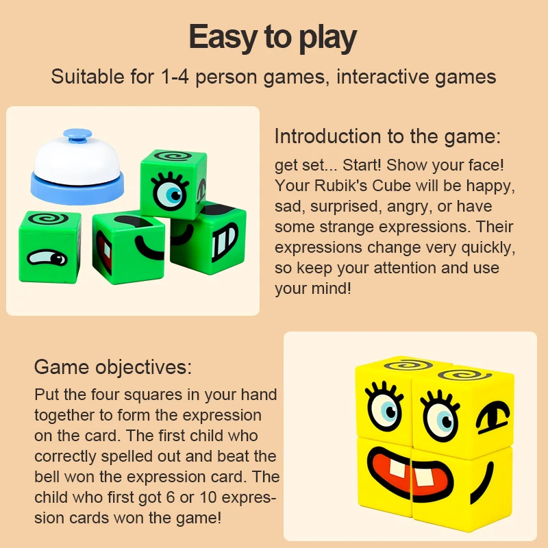 Face Change Cube Game Toy for Children, Montessori Expression Puzzle, Blocos de Construção, Aprendizagem Precoce, Brinquedos Educativos para Crianças