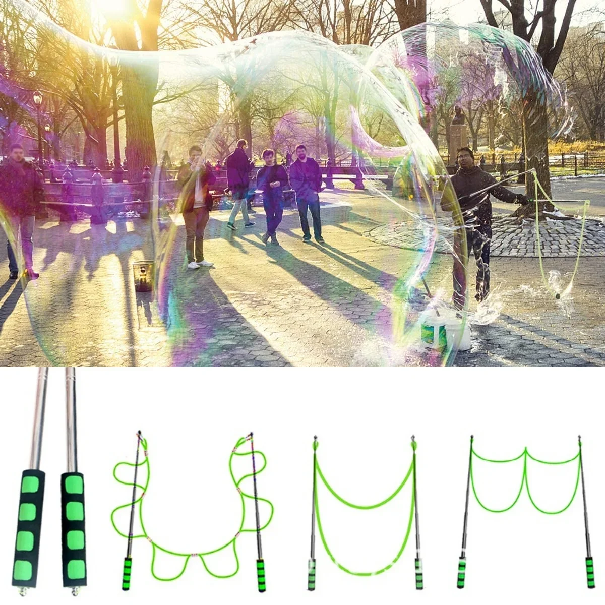 Multi‑Configurable Giant Bubble Stick & Bubble Rope Kit, Expandable Bubble Circle, Outdoor Party & Stage Performance Play Toy
