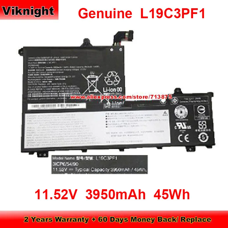 Genuine L19C3PF1 Battery for Lenovo Thinkbook 15-IIL 20SM L19C3PF0 L19C3PF9 SB10V25242 20RW005FUS Laptop 11.52V 3950mAh 45Wh