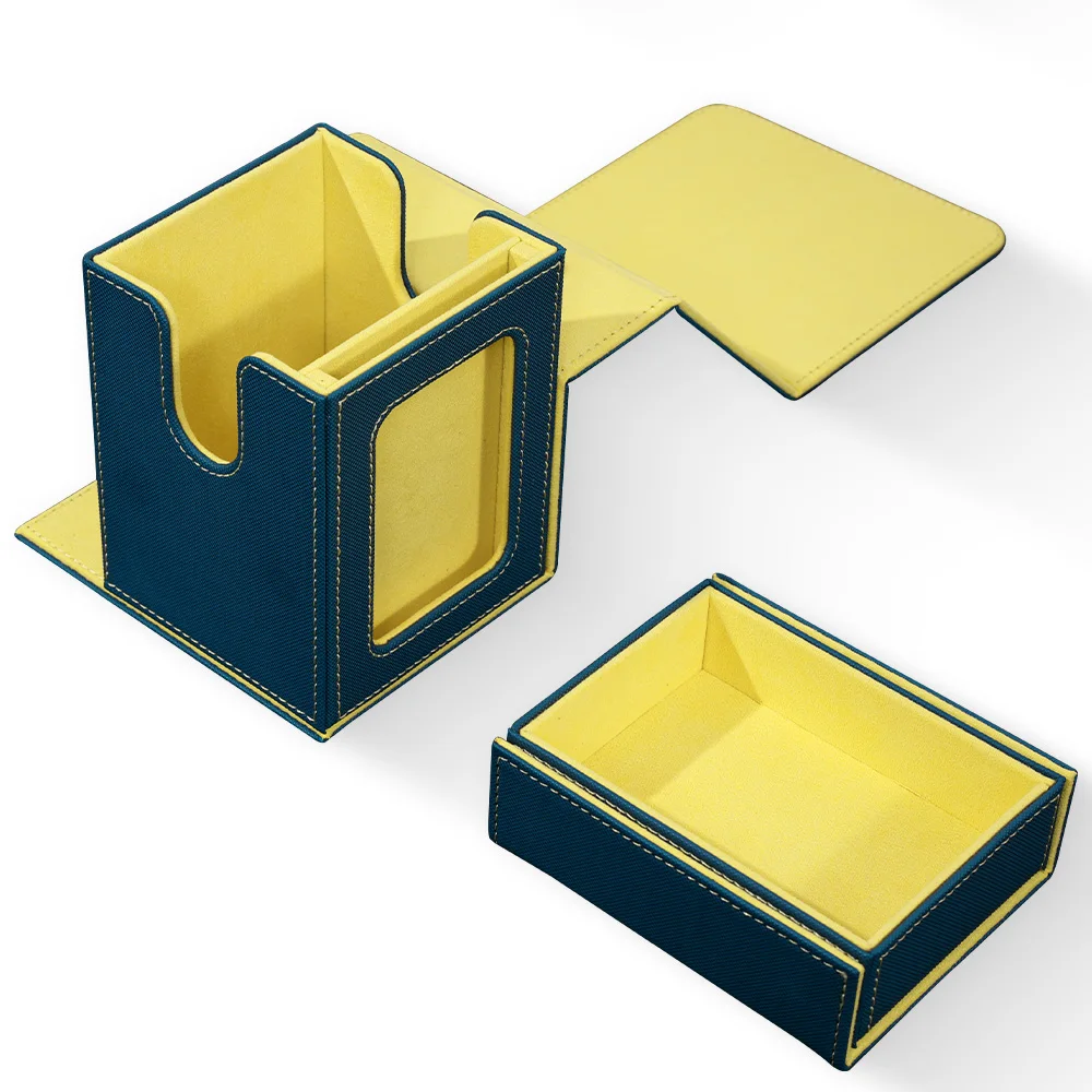 Commander Deck Box met etalage, Card Deck Box biedt plaats aan 100+ kaarten met dubbele mouwen en dobbelstenen lade