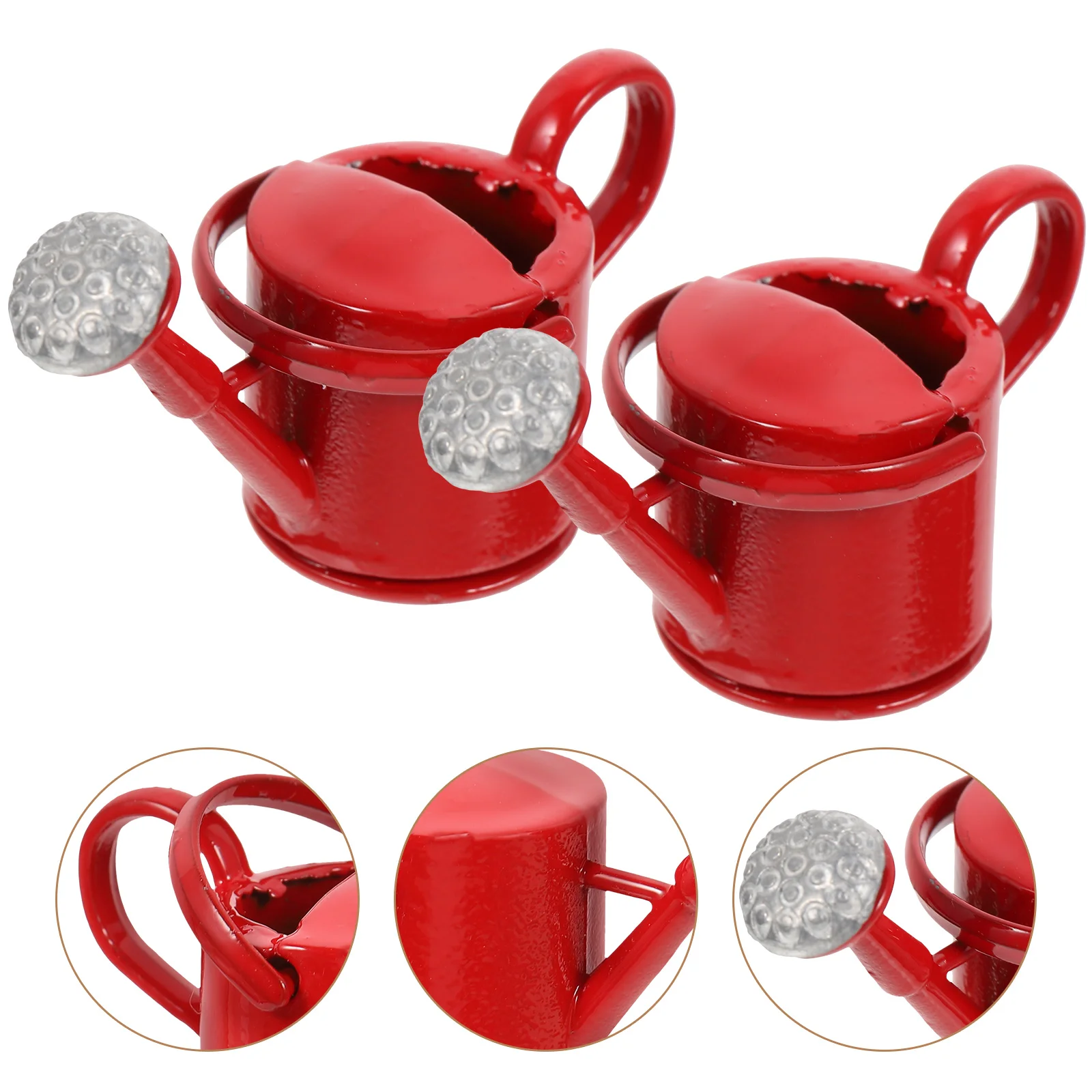 

2 Pcs Tin Watering Can Dollhouse Ornament Fun Toys Miniature Garden Tools Outdoor