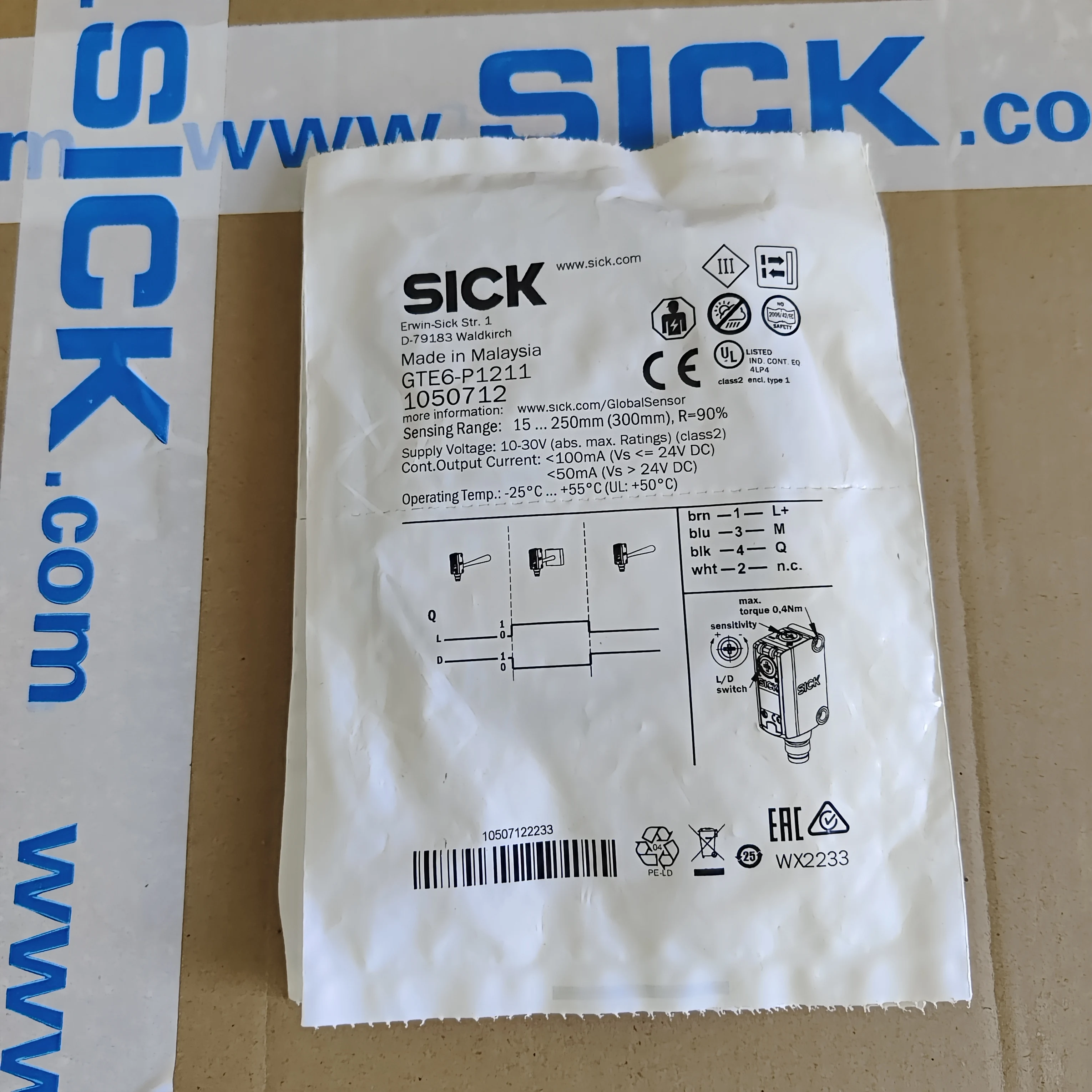 مستشعر كهروضوئي منتشر أصلي مريض Gte6-P1211 رقم الطلب 1050712 مستشعر القرب الكهروضوئي العلامة التجارية الجديدة