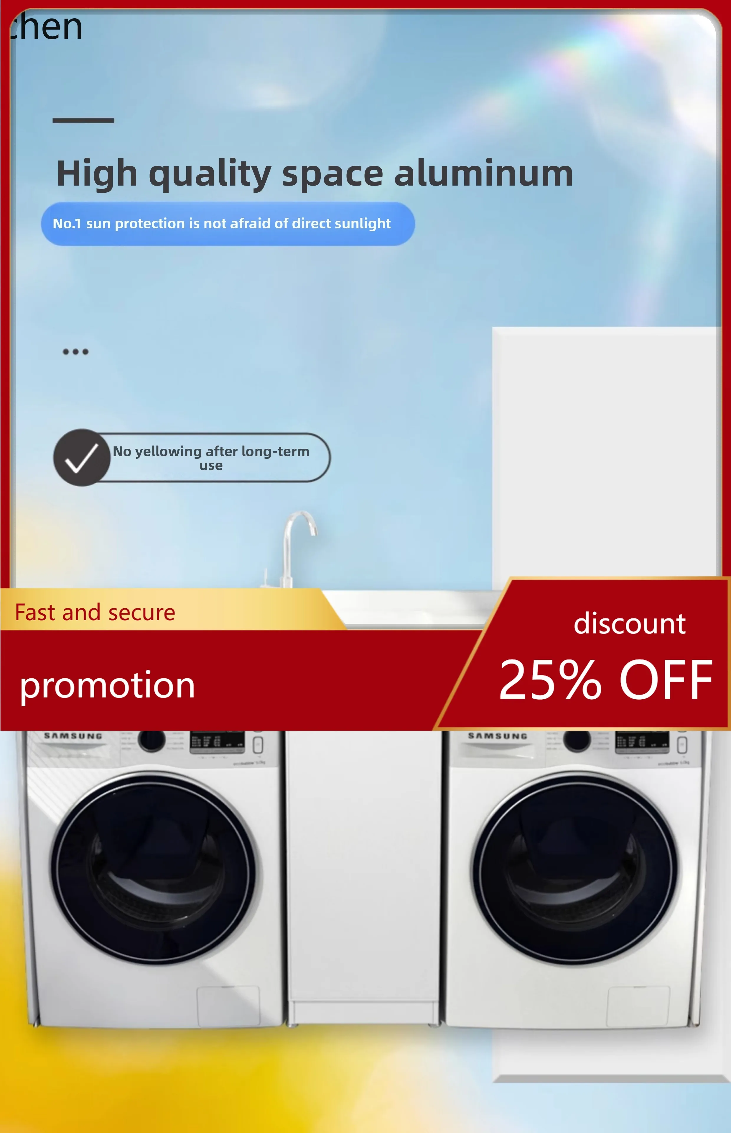 HT double-position  upper basin laundry dryer combination cabinet with rubbing plate pool space aluminum balcony integrated