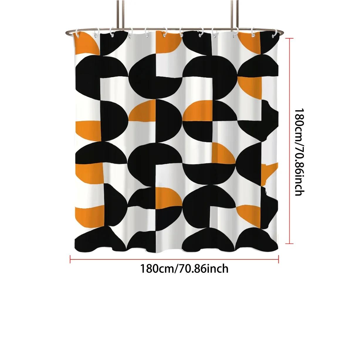 1pc Geometric Pattern Print Waterproof Shower Curtain Bath Privacy Multi Size Hanging Curtain with 12 Hooks Easy Installation