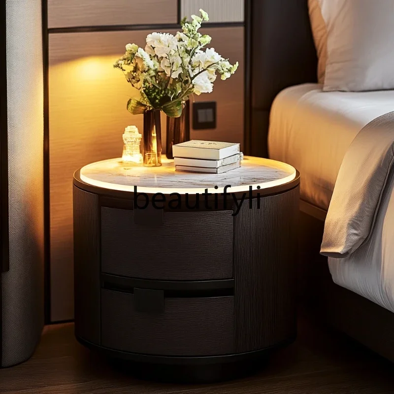 

Luminous jade bedside table bedroom modern simple natural luxury stone light luxury convenient high-end design, locker H