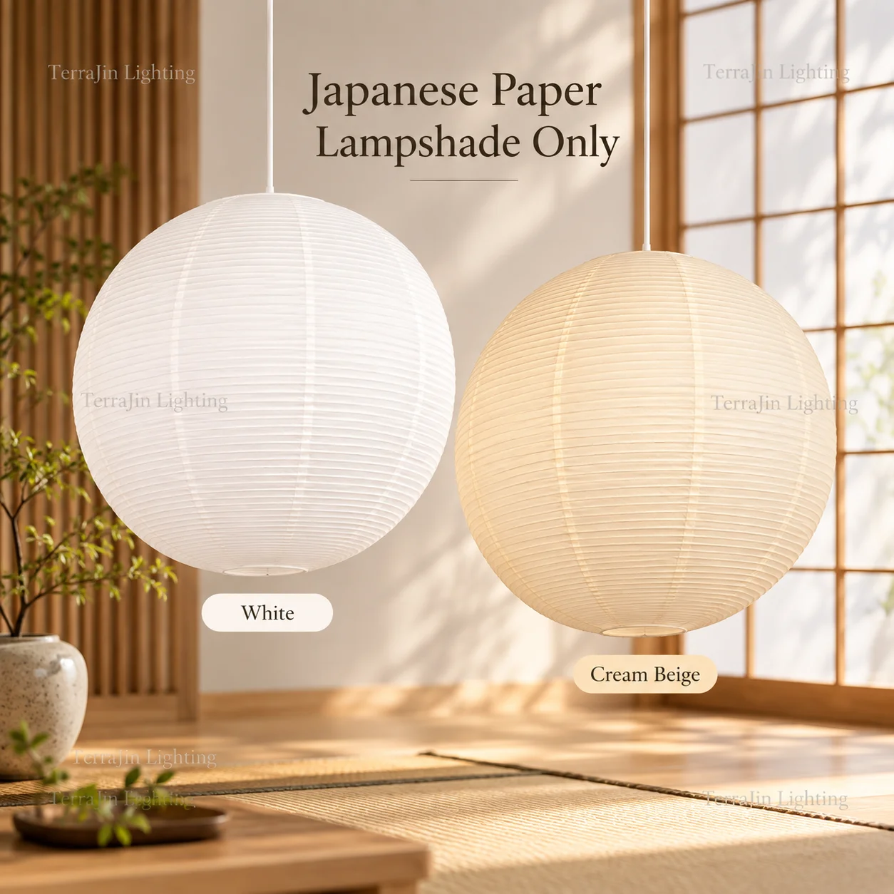 Room Decor LED Xuan Paper Pendant Light Wabi Sabi Round Ball Vintage Ceiling Lamp Cover Christmas Home Deco Hotel Cafe
