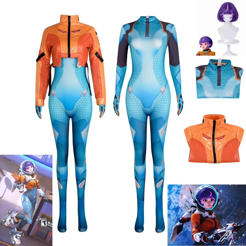 Game OW 2 Overwatch Juno Bodysuit Cosplay Costumes Wig Suit Full Set Clothes Halloween Woman Girls Carnival Convention Outfit
