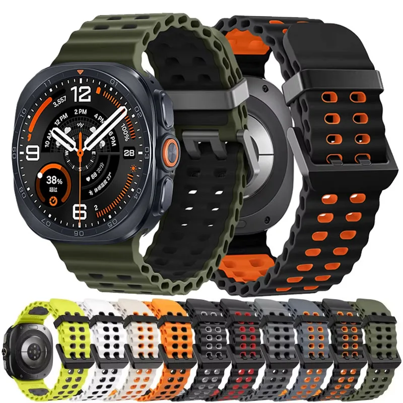 Marine Band For Samsung Galaxy Watch Ultra2 Band 47mm Two Color Sport Silicone Bracelet For Galaxy Watch Ultra 2025 2024 Strap