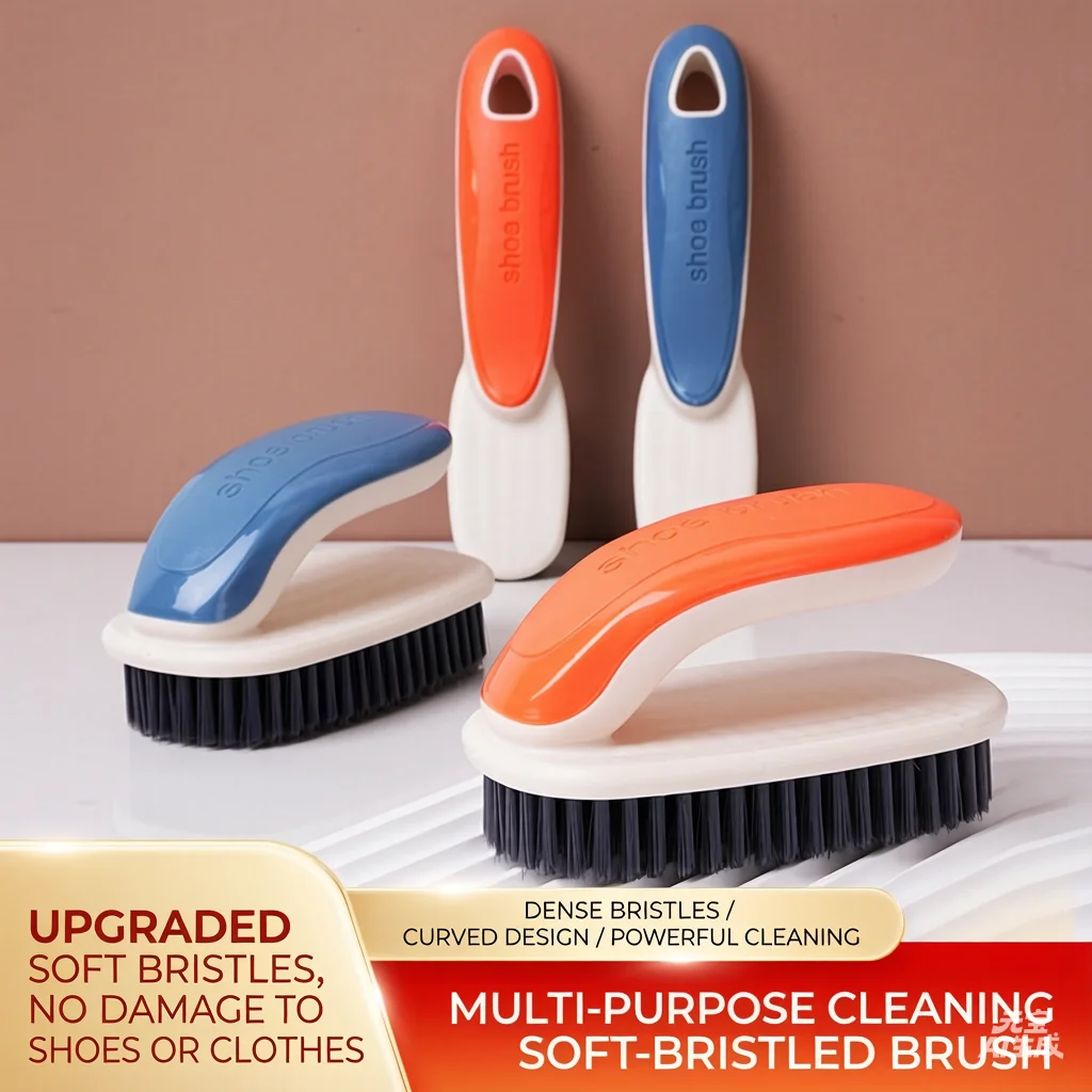 1 Set New Household Cleaning Brush Soft Bristle Laundry Brush Long Handle Shoe Brush Clothes Scrub Brush Portable Washing Brush