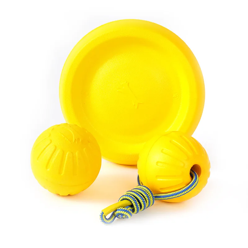 EVA Pet Toy Ball Dog Floating Ball Training Dog Pull Ring Bite Resistant Teething Pet Ball Rope Ball Foam Bite Resistant Dog Toy