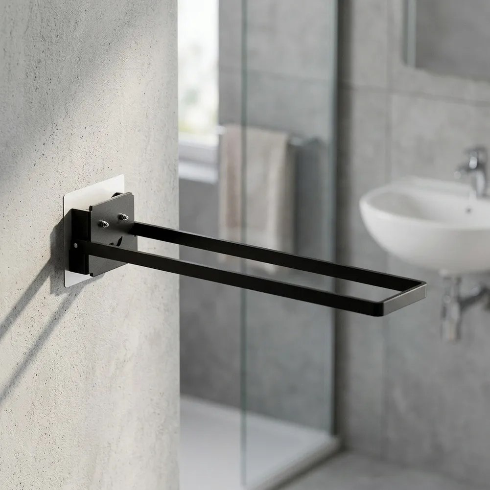 Brushed Stainless Steel Towel Rack SUS 304 for Wall or Cabinet Door Installation Foldable 90 Degree Space Efficient 25x7.8x7.2cm