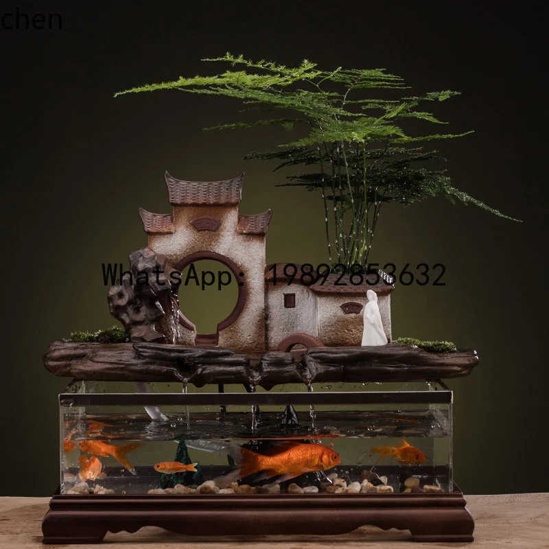 HT fish tank living room entrance office study small desktop feng shui lucky