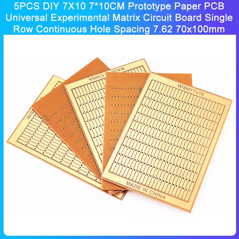 5PCS DIY 7*10CM Prototype Paper PCB Universal Experimental Matrix Circuit Board Single Row Continuous Hole Spacing 7.62 70x100mm