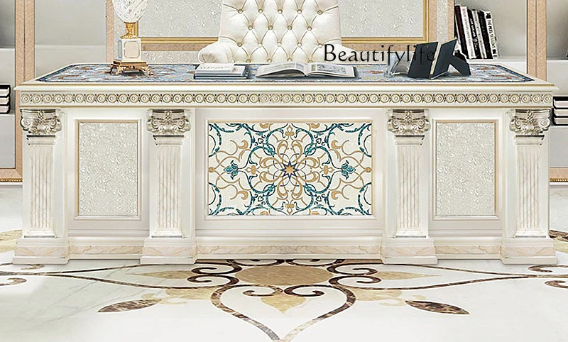 Light luxury European-style desk Home writing desk Fashion high-end designer Neoclassical engraving