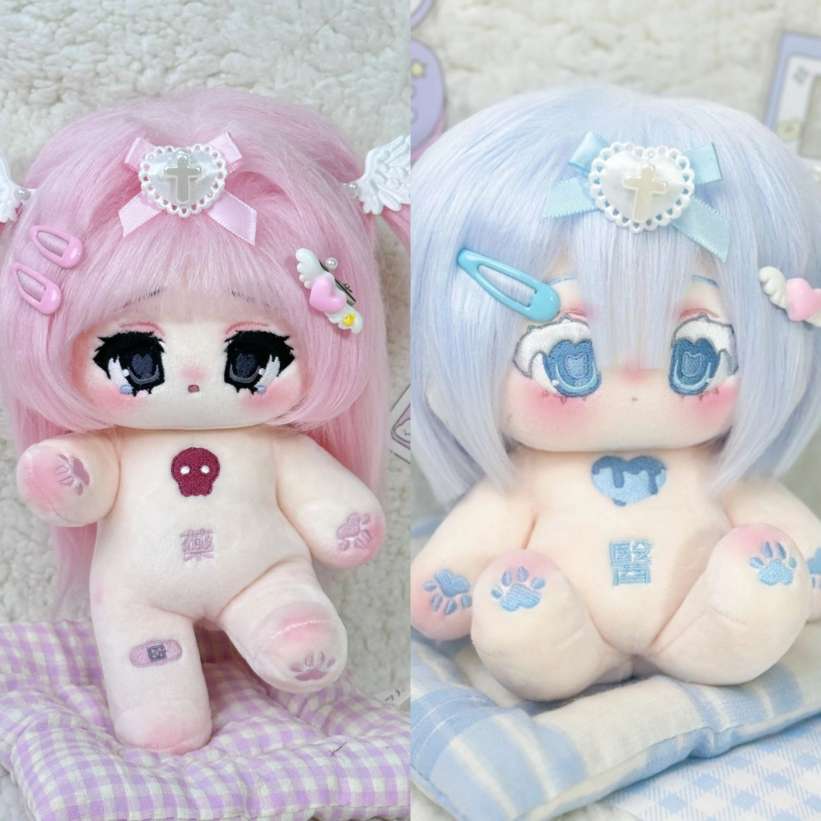 

20 см плюшевая кукла Kawaii аниме роль доктора без атрибутов синий розовый девушка косплей тело мультфильм сменный костюм плюшевые игрушки в подарок