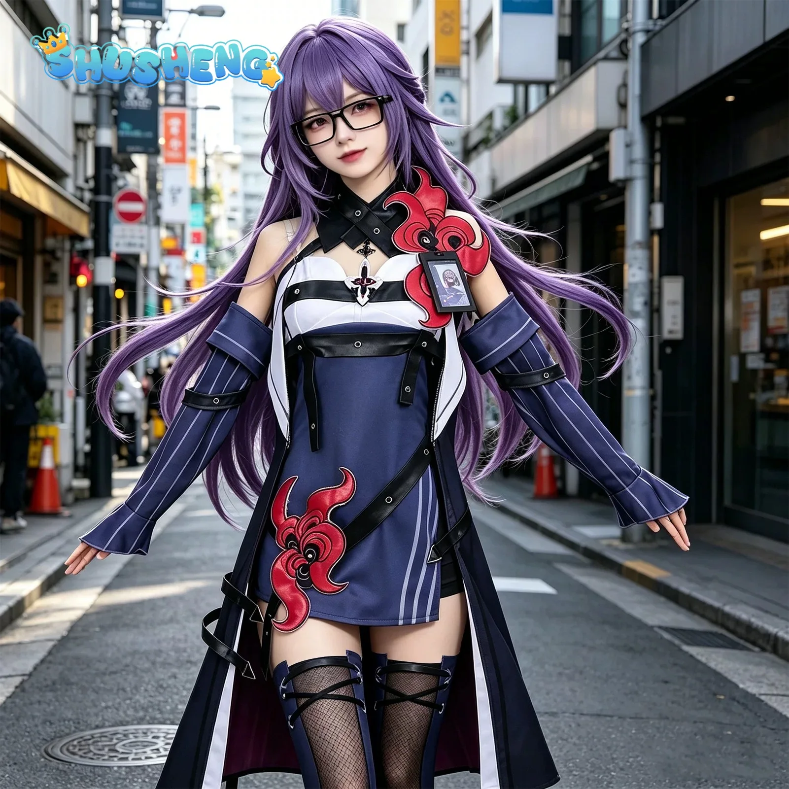 

Game Neverness To Everness Fadia Cosplay Costume Wig Dress Outfit Glasses NTE Uniform Halloween Party Man Women Role Play Props