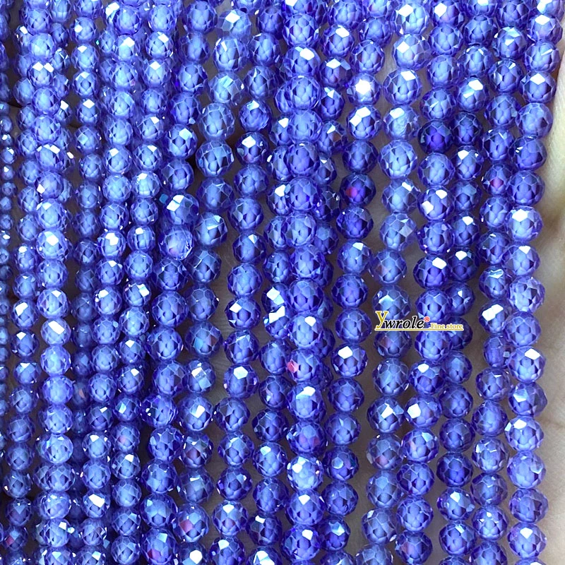 Cubic Zirconia Round Faceted Stone 2 3 4mm Zircon Loose Spacer Beads for Jewelry Making Diy Bracelets Charms Accessories 15''