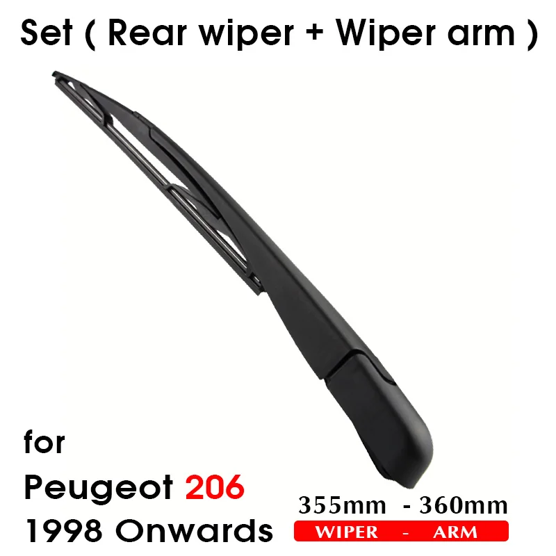 KOSOO Auto Rear Blade For Peugeot 206,355mm 1998 Onwards Rear Window Windshield Wiper Blades Arm,Car Styling Accessories