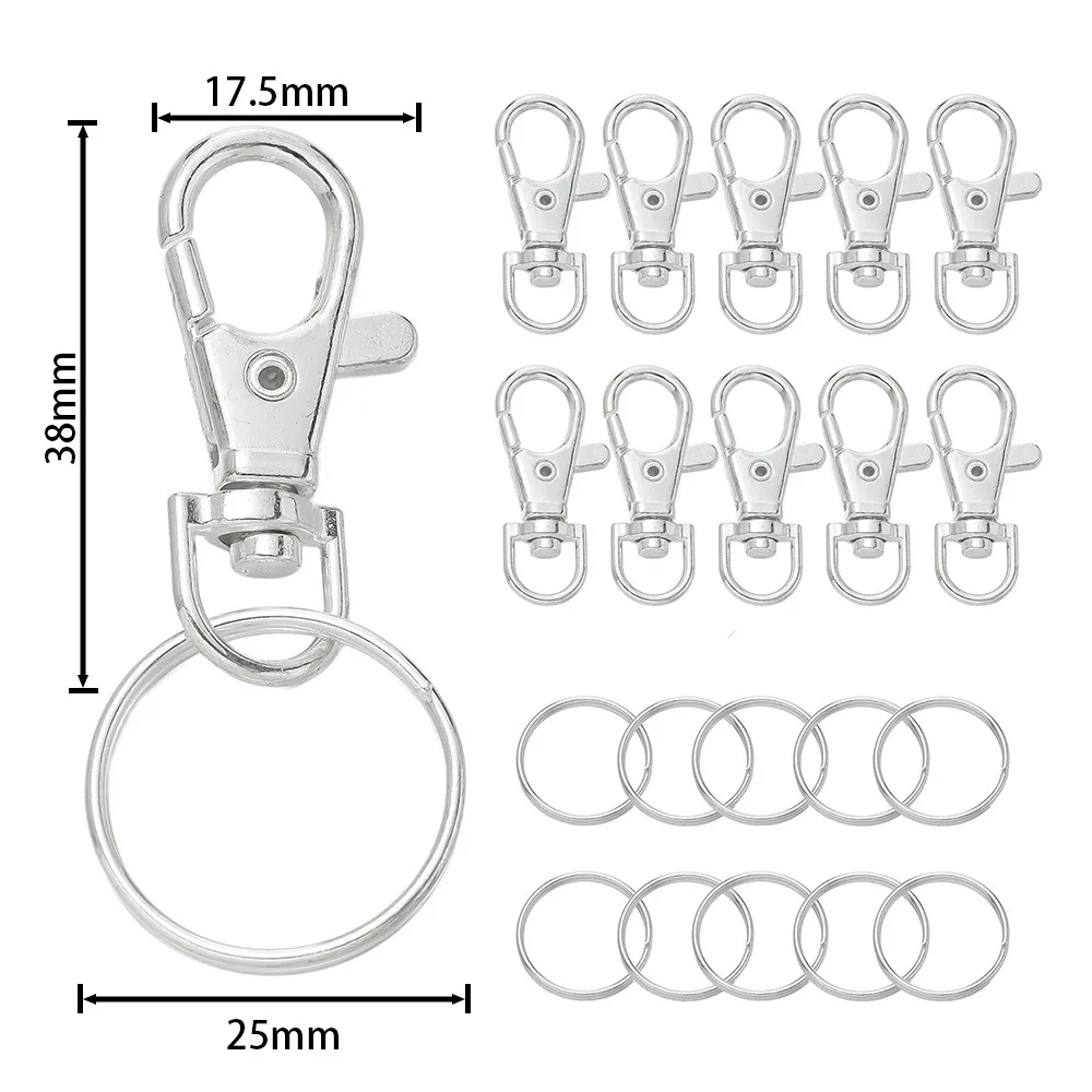 20/50 Stuks Draaibare Karabijnhaken Met Sleutelhanger Metalen Draaibare Karabijnsluitingen Voor Diy Sleutelhanger Tas Hang sieraden Maken Accessoires