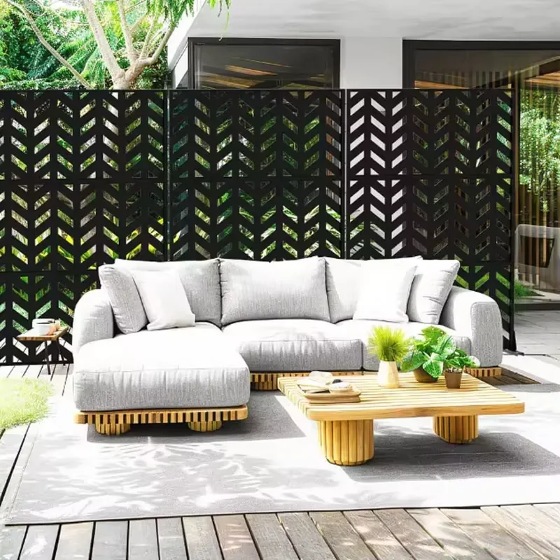 Arrow Pattern Outdoor Metal Privacy Screen Garden Fence Art Deco Style Steel and Aluminium Wall Panel Living Room Divider