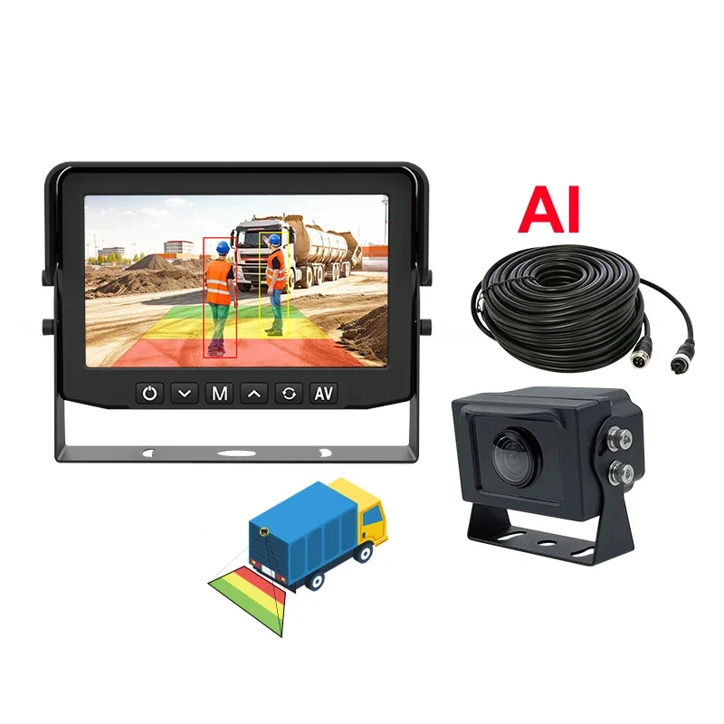 7inch Rear View Monitor AI Parking Assist Backup Reverse Camera For Truck Bus