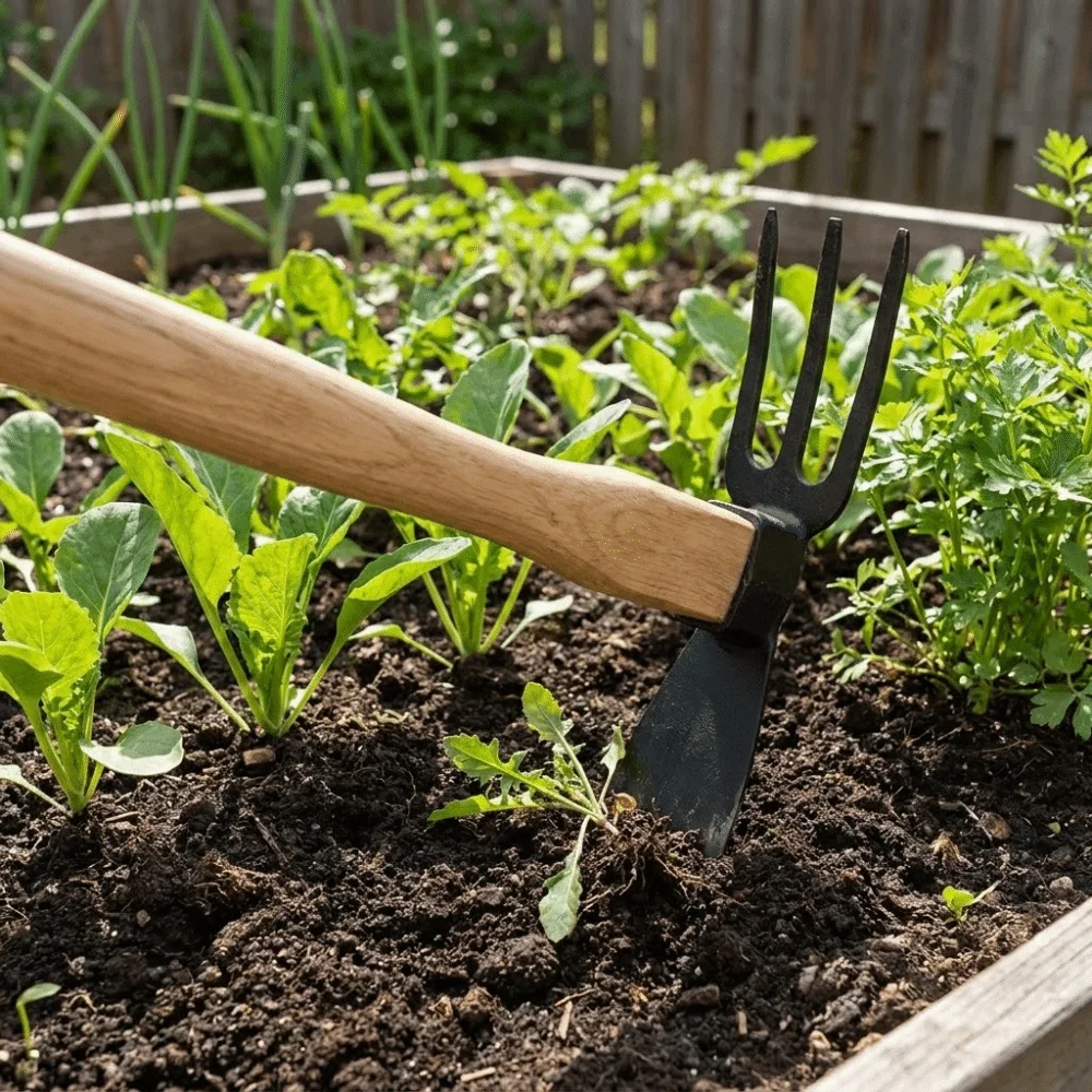 Robust Hardwood Handle Small Hand Hoe High-Strength Metal Head Compact Design Manual Garden Tool Solid Construction