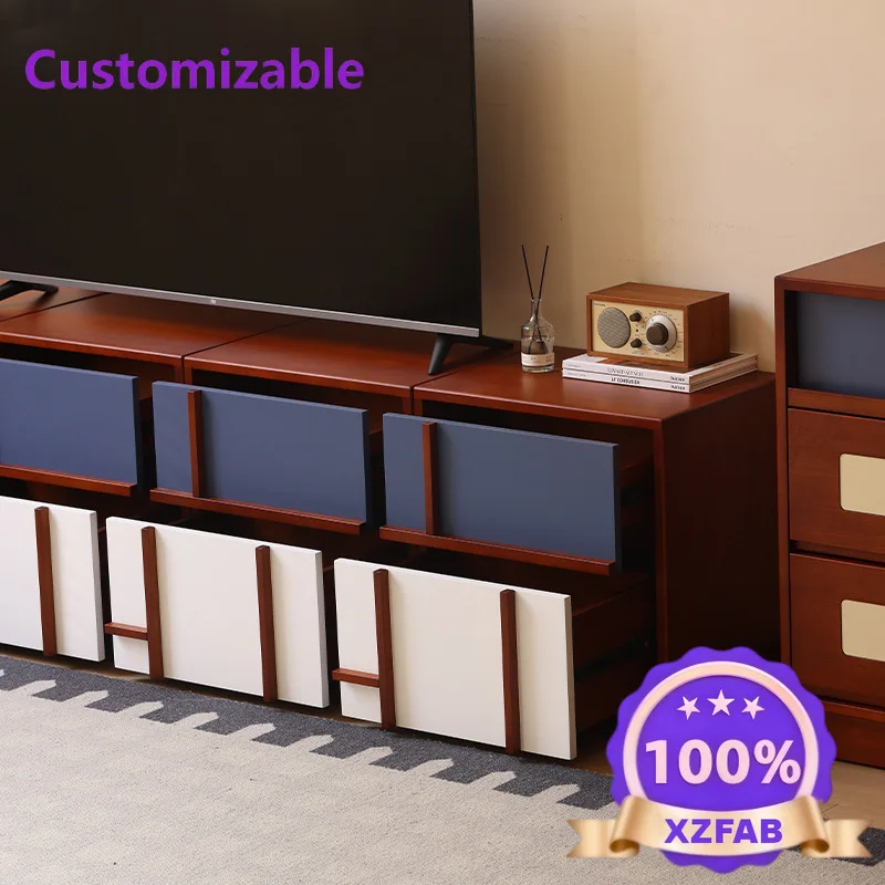 Factory Direct 2026 Xiaowan solid wood bucket cabinet, Bauhaus color matching card doorcabinet, antique combination cabinet