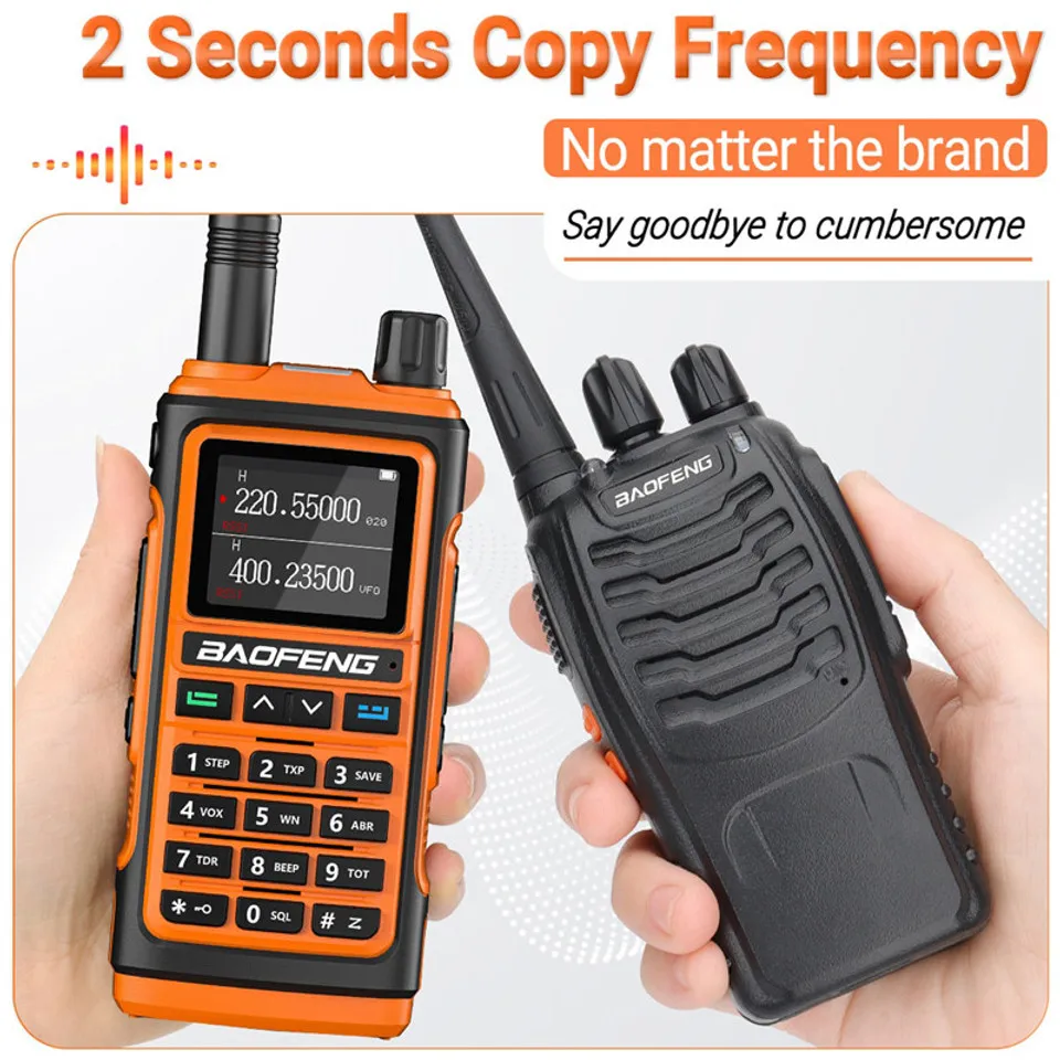 Imagem -05 - Baofeng-walkie Talkie de Longo Alcance Rádio em Dois Sentidos Tri-band Uv17 Pro 5w 1800mah 999 Canais Vhf Uhf