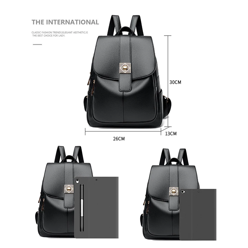 Luxury Designer Women Backpack Female High Quality PU Leather School Backpack Multifunction Backpacks for Ladies Bagpack Mochila