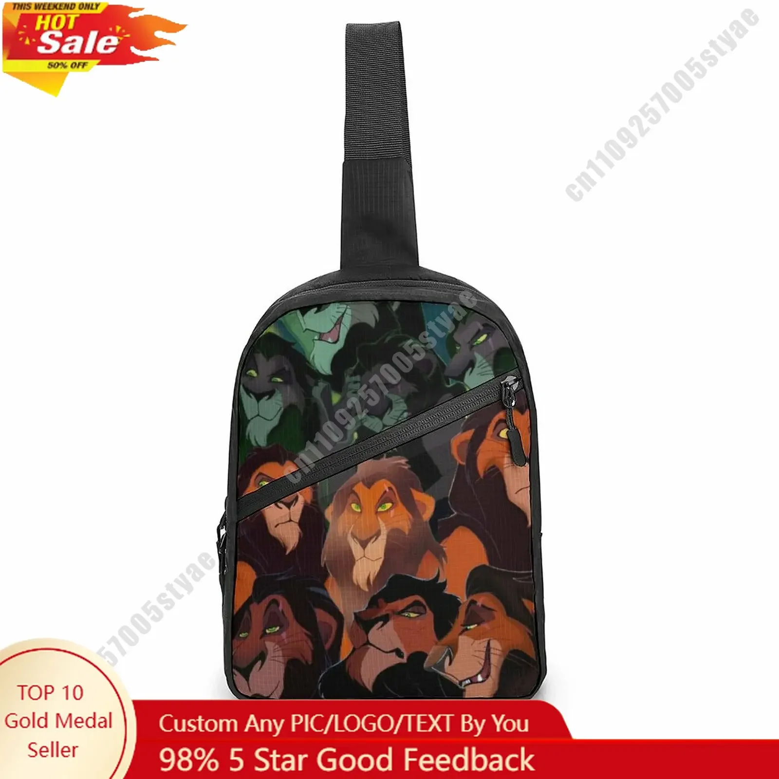 

Scar Chest Bag Disney Customized Personalized Photos Text Logo Lightweight Travel Sling Waterproof Shoulder Bag