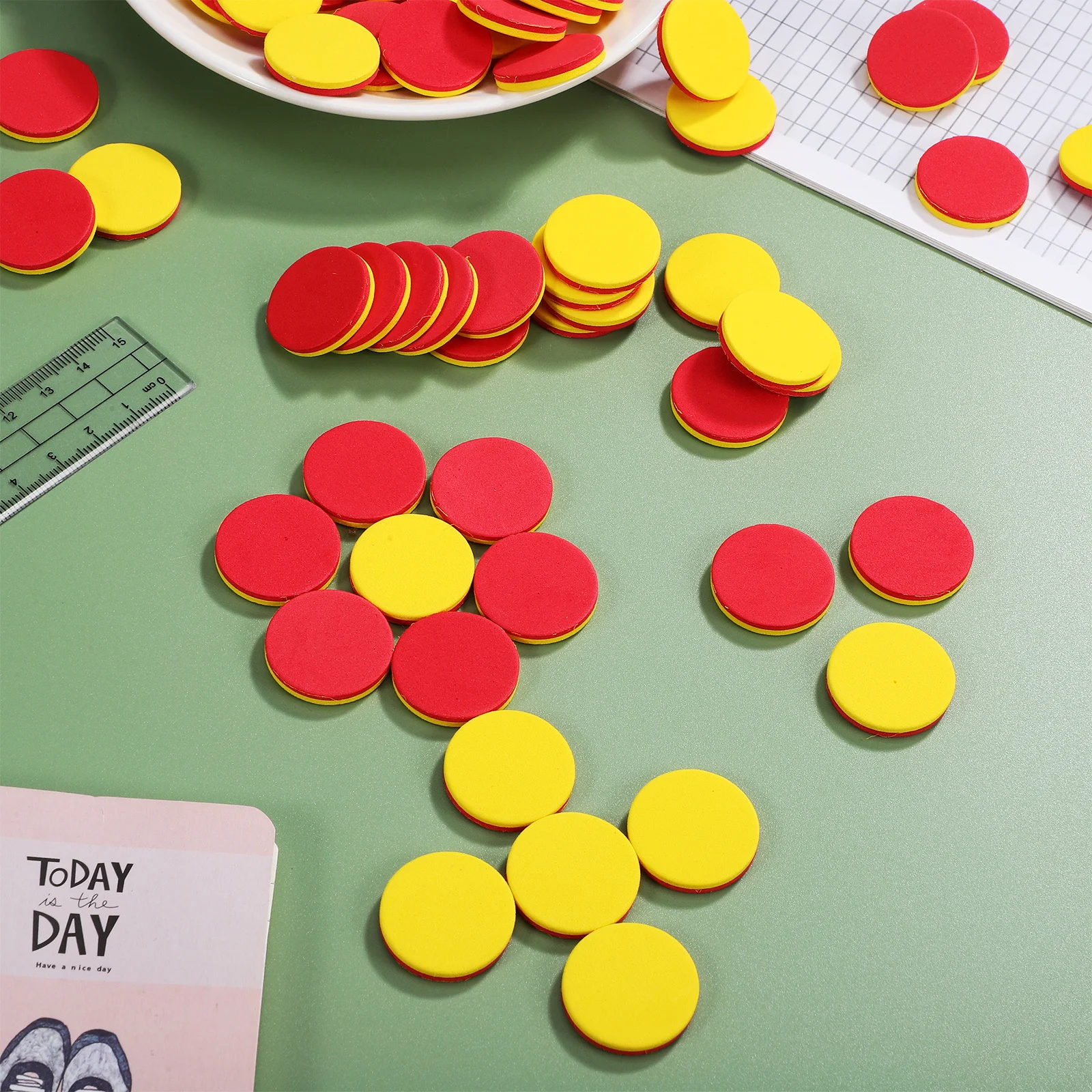 100 Stuks Tellen Chips Dual-Color Eva Math Tellers Voor Kinderen Nummer Cognitieve Tellen Blokken Wiskunde Leren Educatief gereedschap