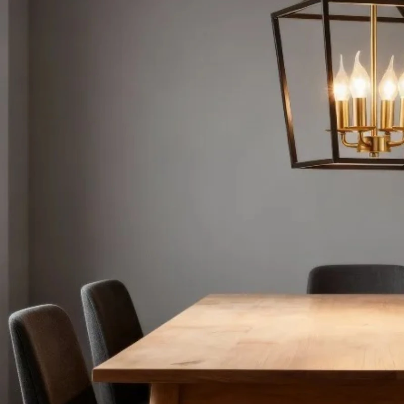 

American Retro Pendant Lights Ironwork Cage LED Suspension Luminaire Living Room Restaurant Homestay Cafe Decoration Chandelier