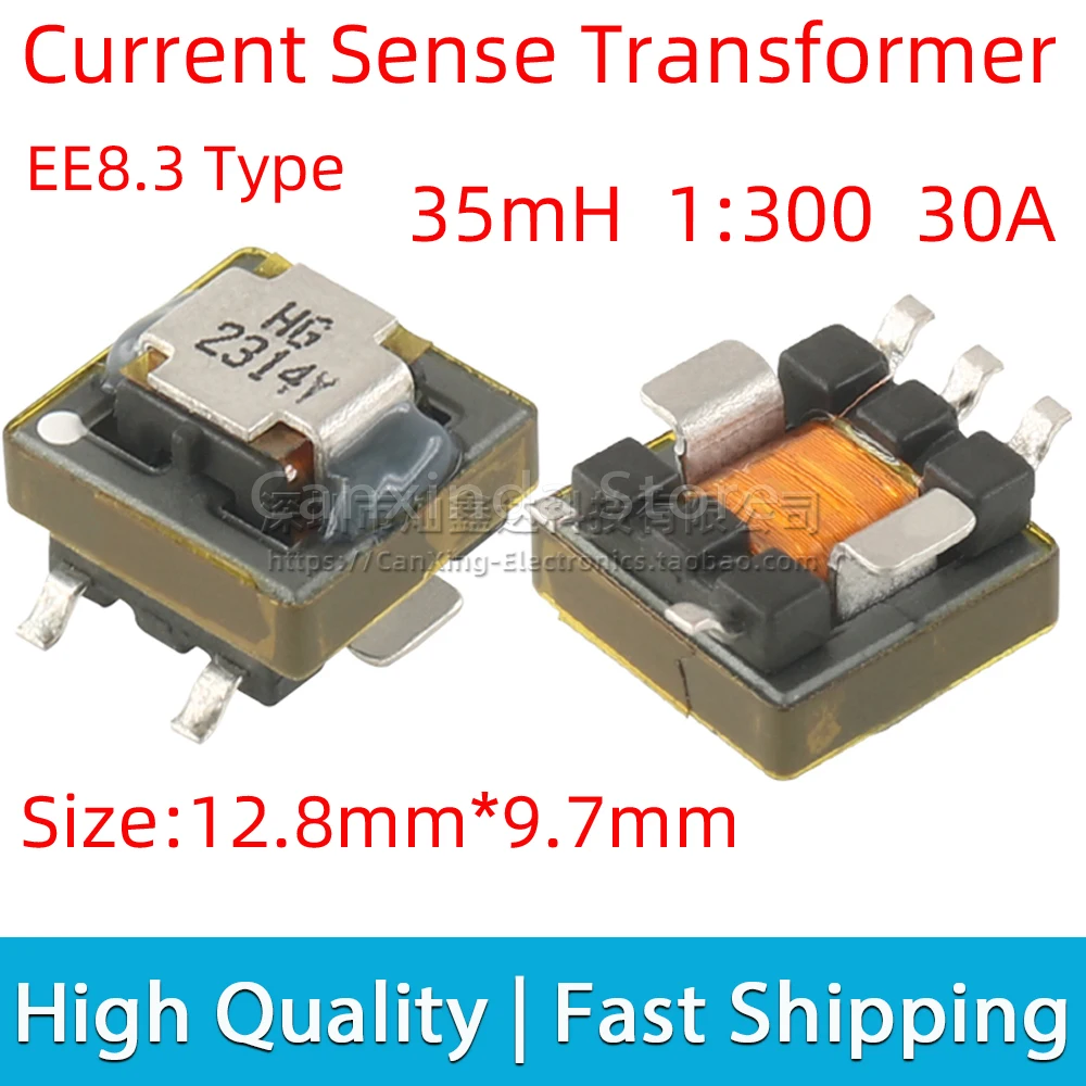 

5pcs EE8.3 SMD High Current Precision Current Transformer Turns Ratio 1:300 30A 35mH Inductance SMT SMD08E1707R