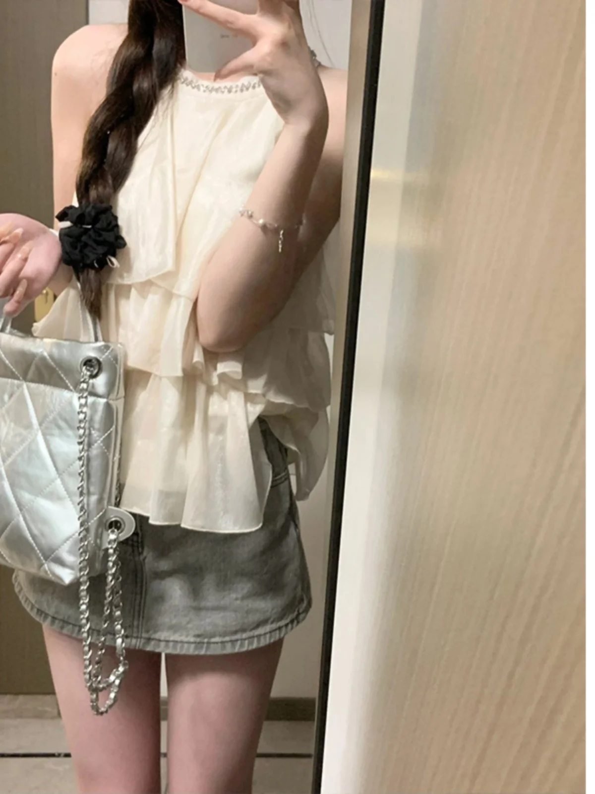 Ele Ladylike Spitze Trim Svel Top frauen Neue Sle Ultra Fee Süße Abnehmen Ne Hängenden Riemen Weste Sommer