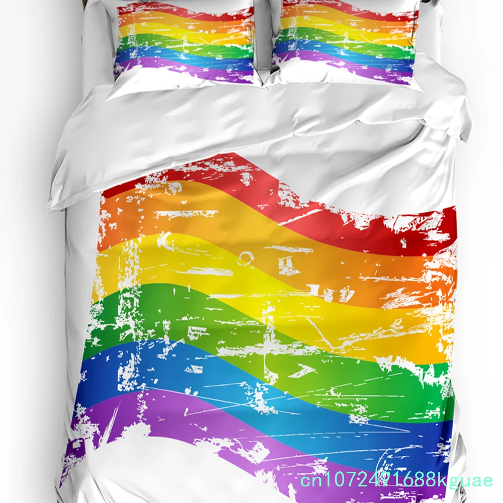 Lgbt Pride Rainbow Wood Printed Comfort Duvet Cover Pillow Case Home Textile Quilt Cover Boy Kid Teen Girl 3pcs Bedding Set