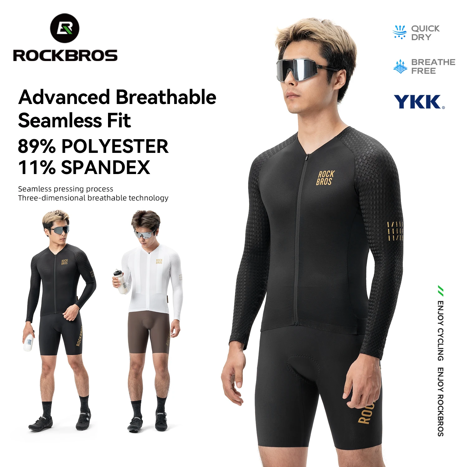 

ROCKBROS Cycling Jersey Long Sleeve Breathable Lightweight Bicycle Jersey Full Sleeve Quick-drying Seamless Bike Clothing