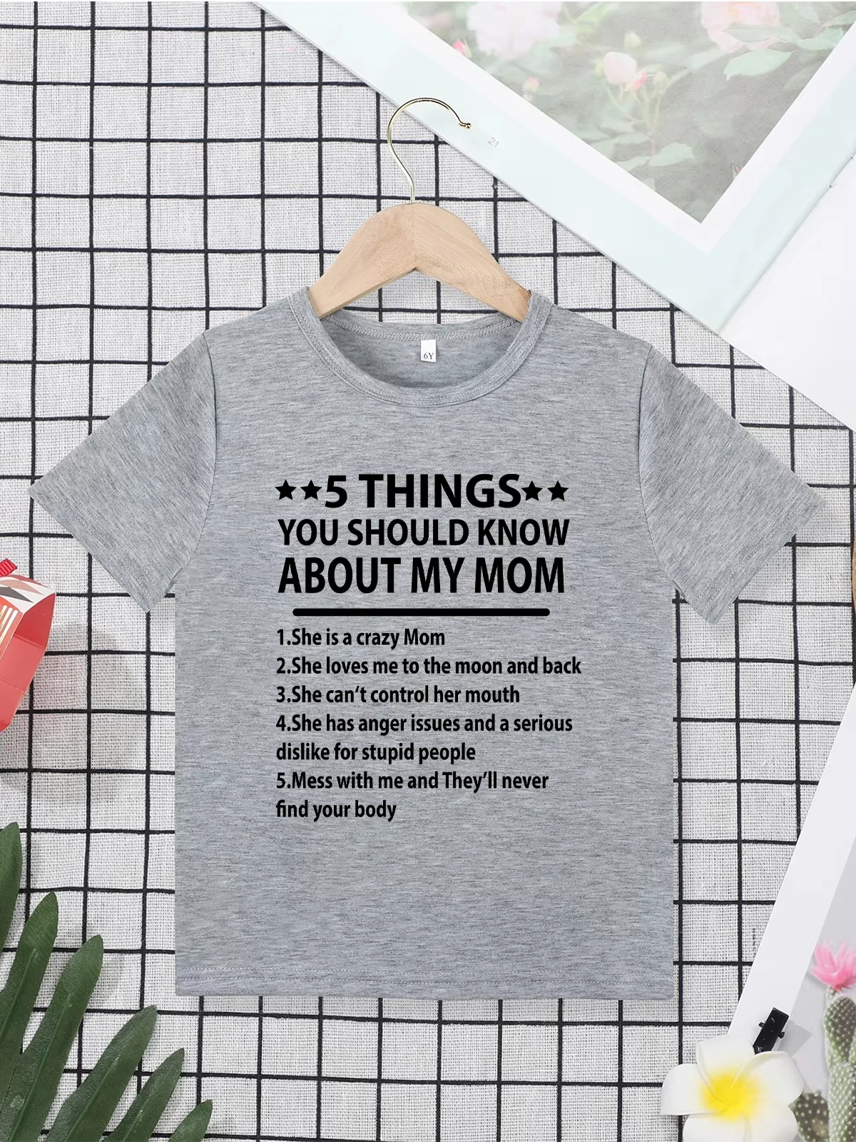 Funny Kids T-shirt “You Should Know About My Mom 5 Things” Letter Print Boys and Girls T Shirt Summer Streetwear Child Clothes