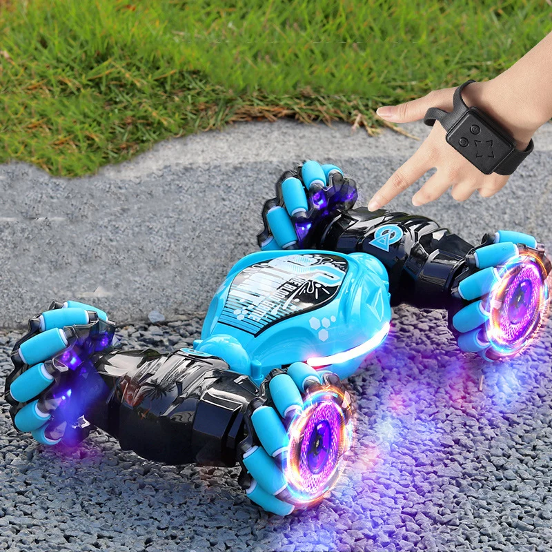 Carro acrobático RC 2.4Ghz 4WD com controle de gestos - 360 °   Flips, Drift Racing, luzes LED e música, brinquedo off-road para meninos e meninas