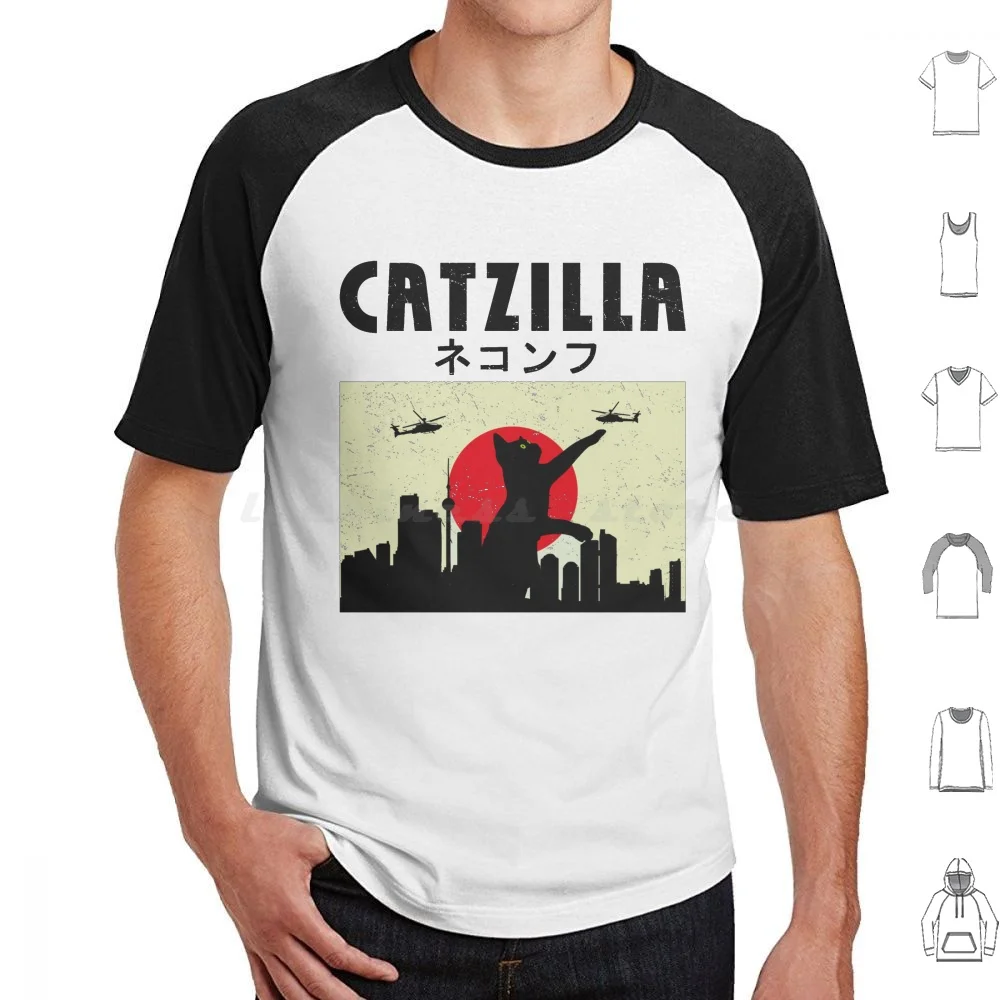 

Забавные любители кошек, японская Catzilla, забавная футболка Love Cats Lover, хлопковая футболка для мужчин и женщин, сделай сам, принт, любитель кошек, милые кошки, котенок