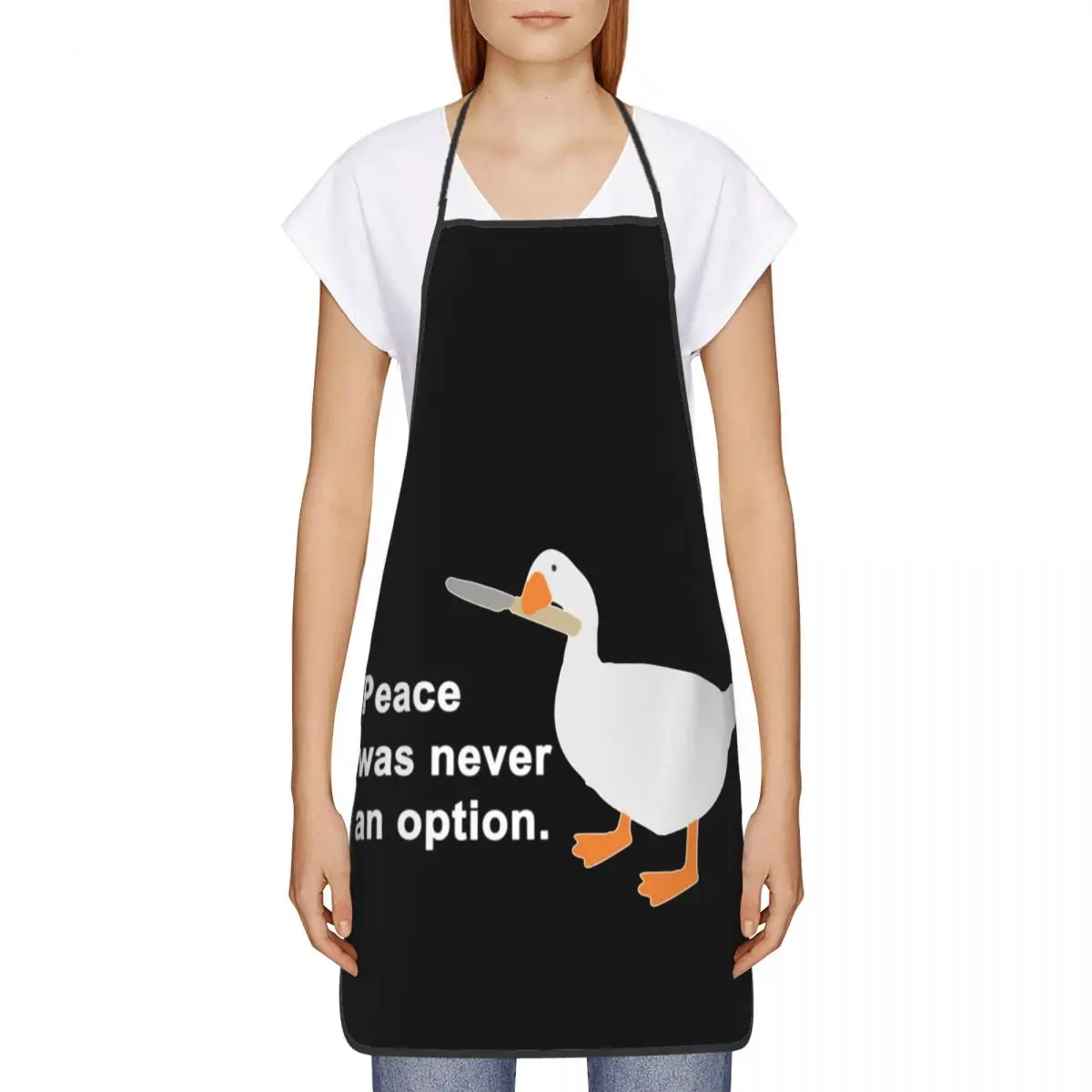 Peace Was Never An Option Apron Unisex Antifouling Garden Bibs Untitled Goose Game Cuisine Cooking Pinafore