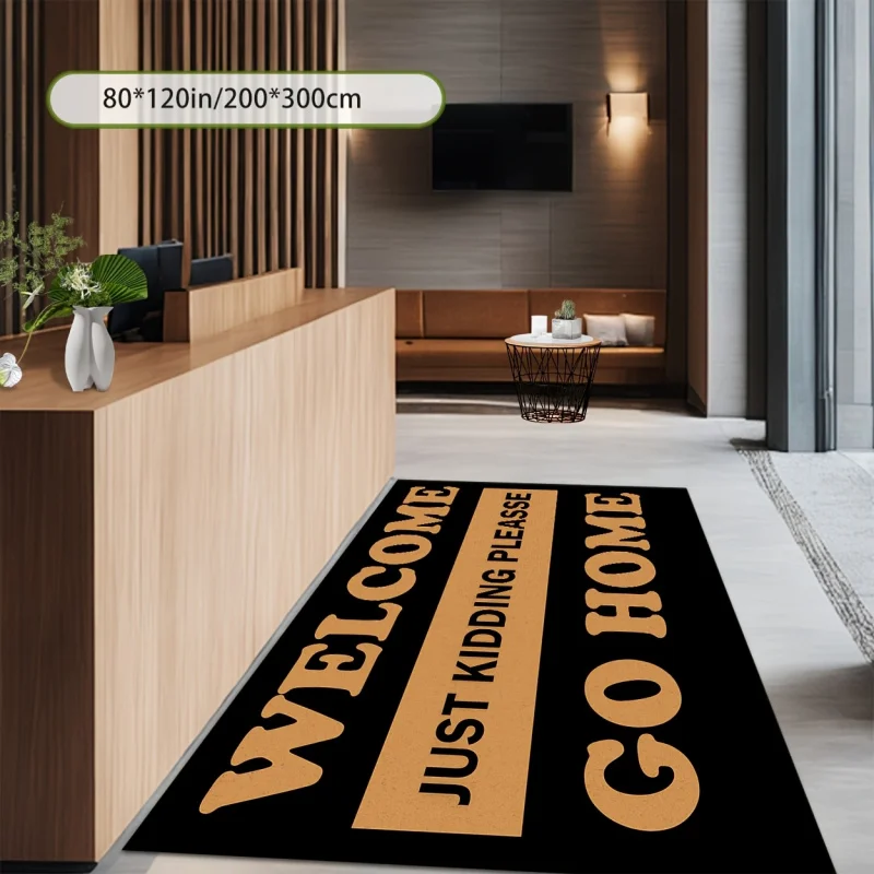 VIKAMA Welcome Go Home Funny Doormat Just Kidding Please Non Slip Entrance Floor Mat for Entryway Patio Bathroom Rug