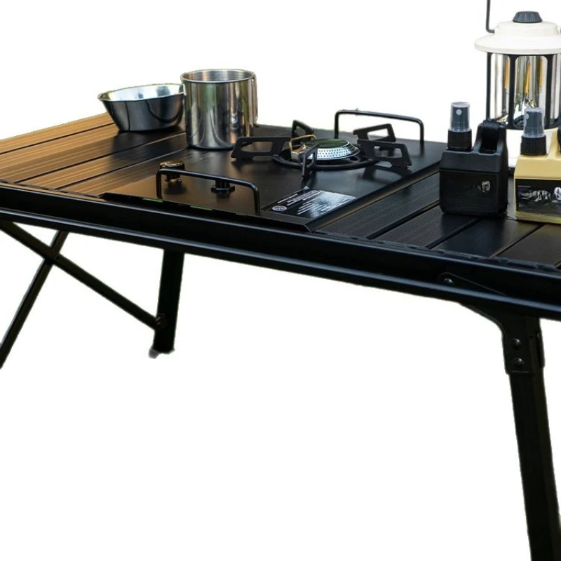 Outdoor Aluminum Table Portable Egg Roll Table Multifunctional Foldable Lifting Picnic Mobile BBQ Kitchen Table